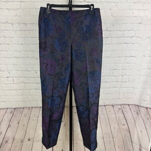 Talbots Dress Pants Satin Floral Lined Damask Whimsigoth Ankle Size 6